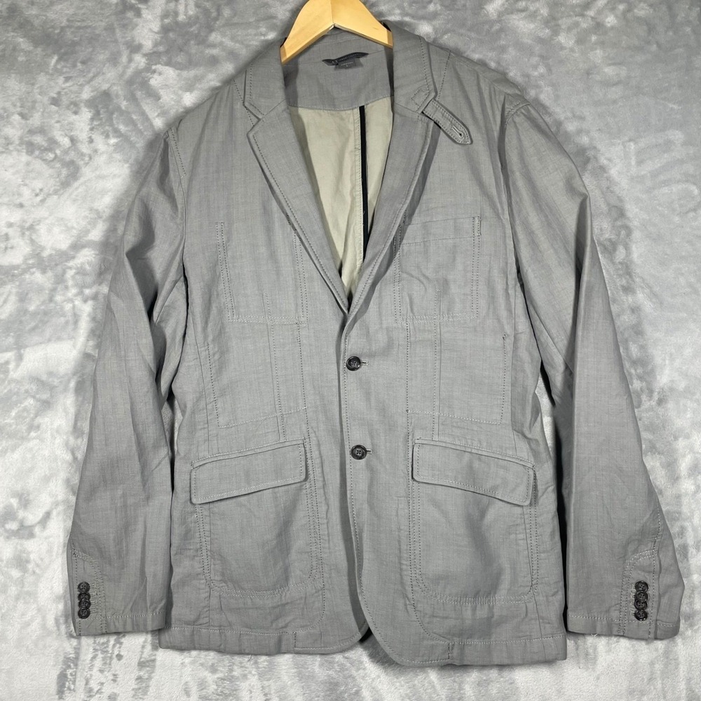 Armani Exchange Men Grey Herringbone Cotton Blazer Jacket L Unstructured